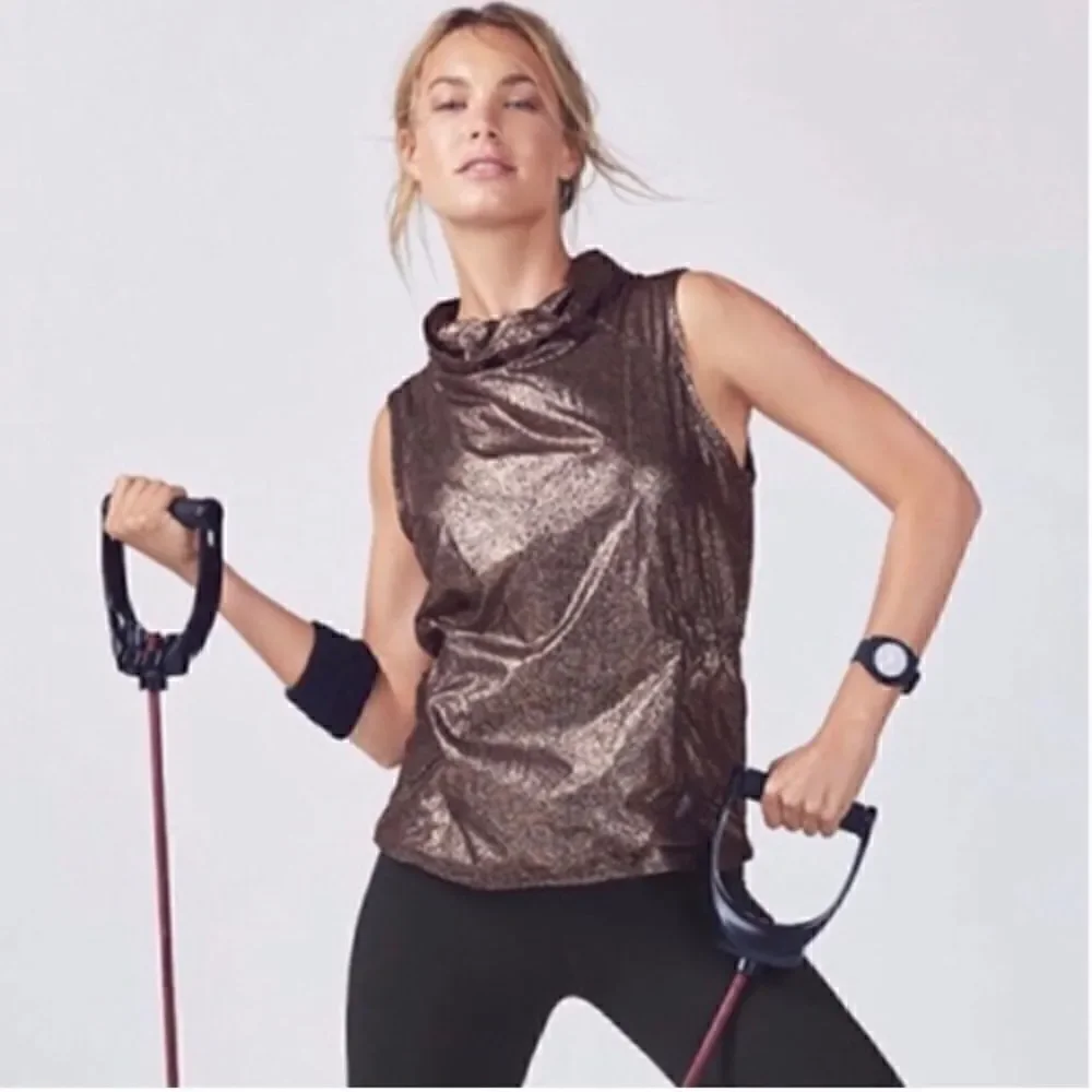 Fabletics Liora Vest Gilet Black Rose Gold Vest